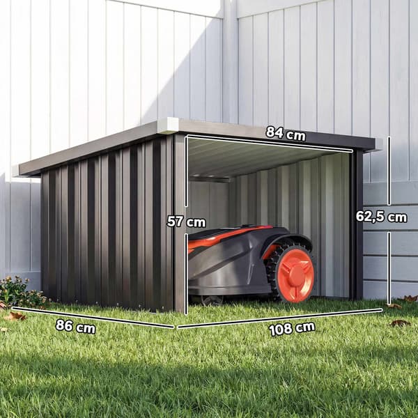 Robotplæneklipper Garage, Galvaniseret Stål, Mørkegrå