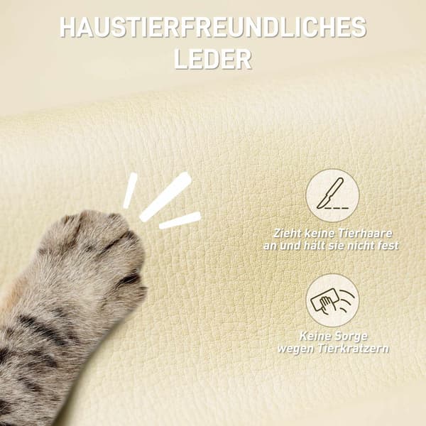 Ergonomisk kontorstol med fodstøtte, kunstlæder, beige/sort