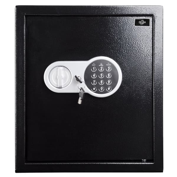 Digitalt pengeskab med LED-display, sort, 35x40x40cm