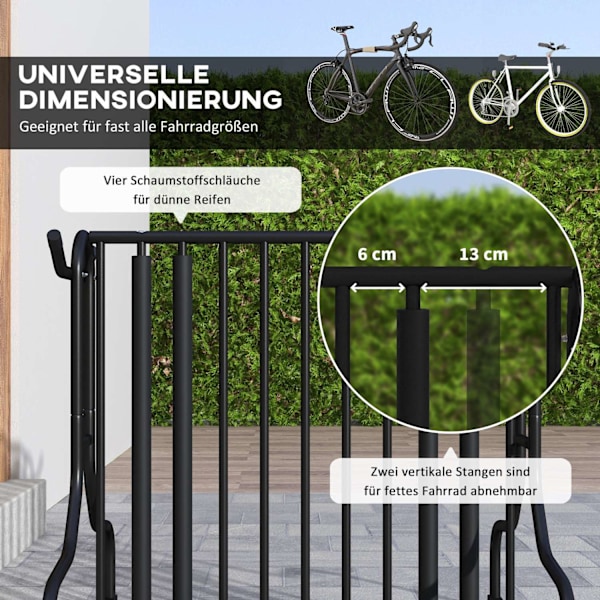 Cykelstativ, Multistander, Vejrbestandig, Til Op Til 4 Cykler, På Begge Sider, Stål, Sort, 90X80X80Cm