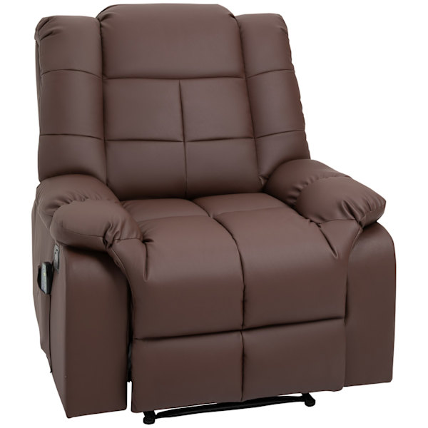 Massagestol, Tv-Stol, Elektrisk Afslapningsstol Med Massagefunktion, Kunstlæder, Træ, Stål, Skum, Brun, 94 X 99 X 99 Cm