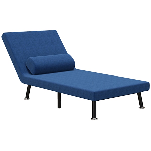 Sovstol, hopfällbar säng med sängfunktion, ryggkudde, hopfällbar relaxstol med linnelook, justerbart ryggstöd, 75 x 70 x 75 cm, mörkblå