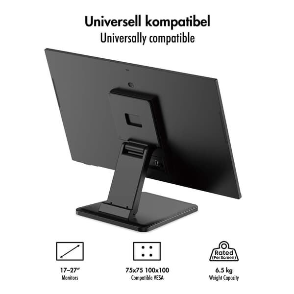 LogiLink touchskærmsstativ til 17-27 tommer skærme, op til 6,5 kg, sort