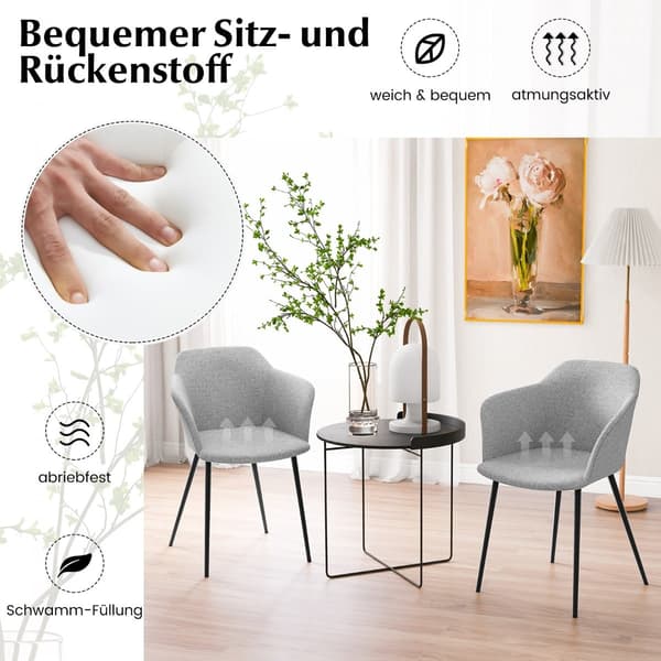 Matstolar Set om 2, Ljusgrå, Ergonomiskt Ryggstöd