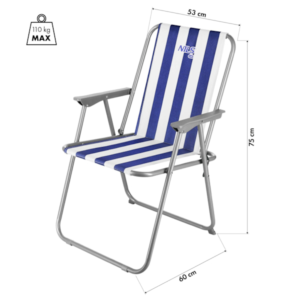 Fällbar campingstol, blå-vit, bärbar design