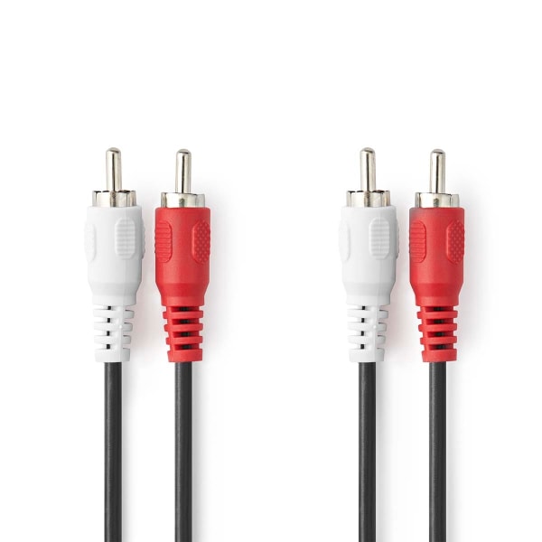 Stereo Audio kabel | 2x RCA Hanstik | 2x RCA Hanstik | Nikkelplateret | 1.50 m | Runde | Sort | Label