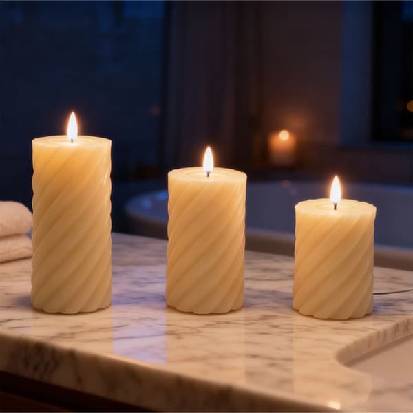 LED flammefrit sæt med ægte vokslys, 3 størrelser