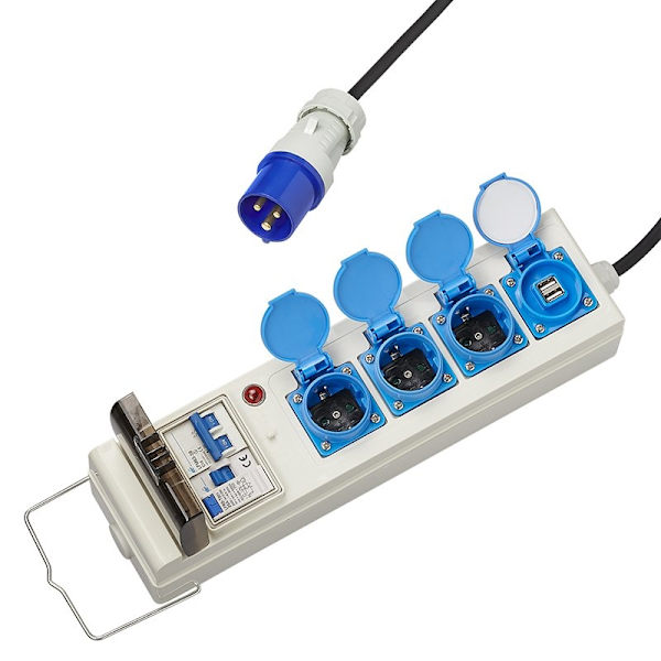 Teltta/taitettava perävaunuyksikkö 20M 3x2,5mm², MCCB ja RCD + 2xUSB