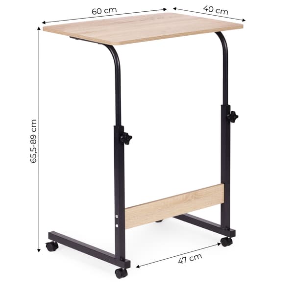 Mobilt laptopbord, justerbar höjd, MDF, hjul