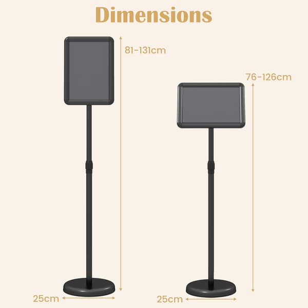 Justerbar skilteholder, 8,5x11 tommer, sort/sølv