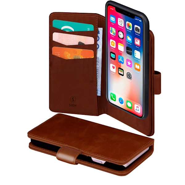 SiGN Wallet etui 2-i-1 til iPhone X/XS - Brun