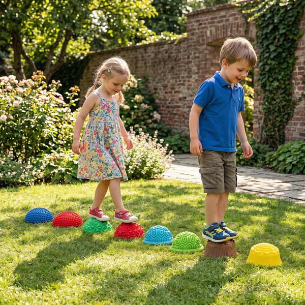 Färgglada PVC-balansstenar för barn – set med 8