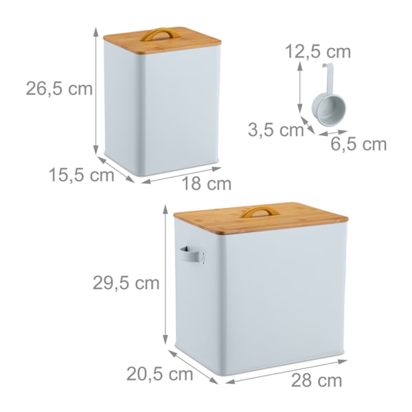 Foderlåda med lock av bambu, set om 2