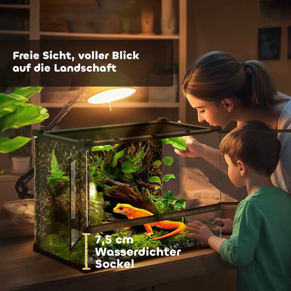 Glasterrarium til krybdyr 48L, ventilation foran, 50x30x35 cm