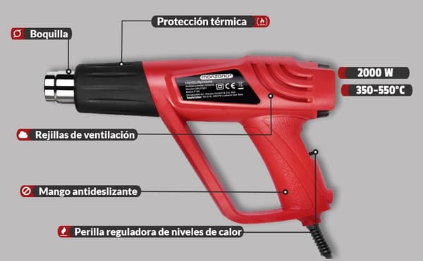 Varmepistol 2000W med tilbehør og kuffert