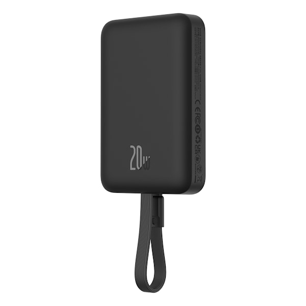Mini Powerbank MagSafe 10000mAh 20W Lightning-kaapelilla iPhonelle 0,3m musta
