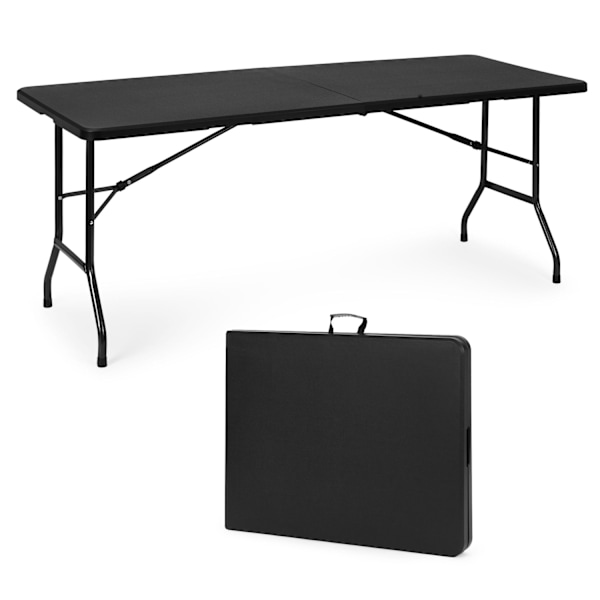 Cateringbord 180 cm, foldbart til kuffert, sort, ModernHome