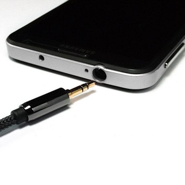 Vinklet AUX kabel han-han mini jack kabel 2m sort