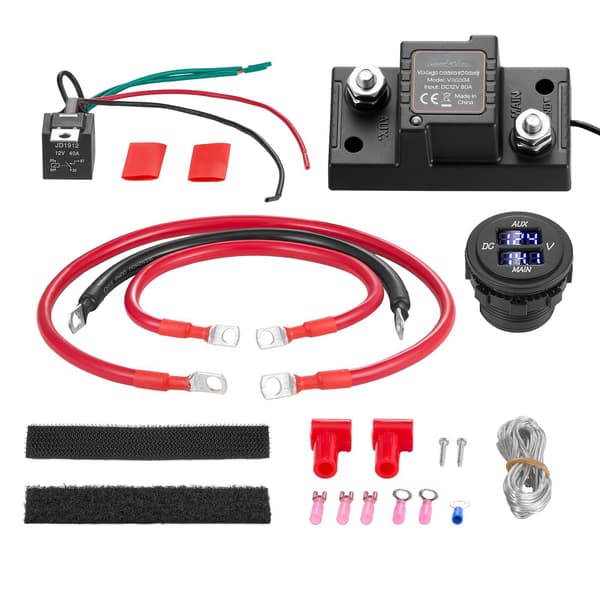 Dobbelt batteriisolatorsæt, 12V 80A VSR, LCD voltmeter