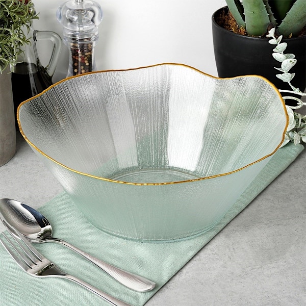 Salatskål glas guld 27 cm, 2,8 l