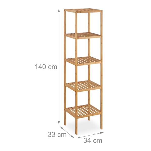 Badrumshylla bambu med 5 hyllplan