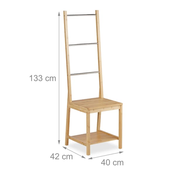 Gentleman's butler's stol bambus & rustfrit stål