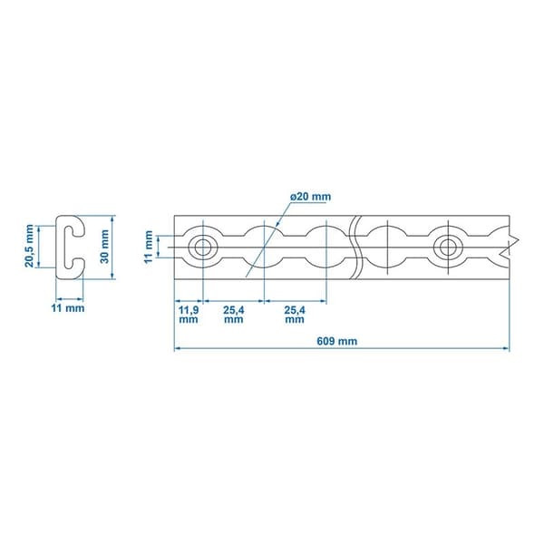 Lastskena set aluminium 2x60cm 6 st
