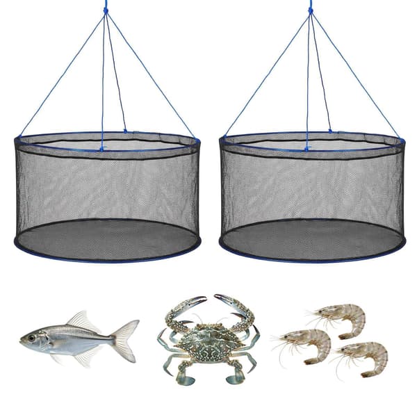 Hopfällbara fiskenät, 2-pack, 76 cm, rep och förvaringsväska