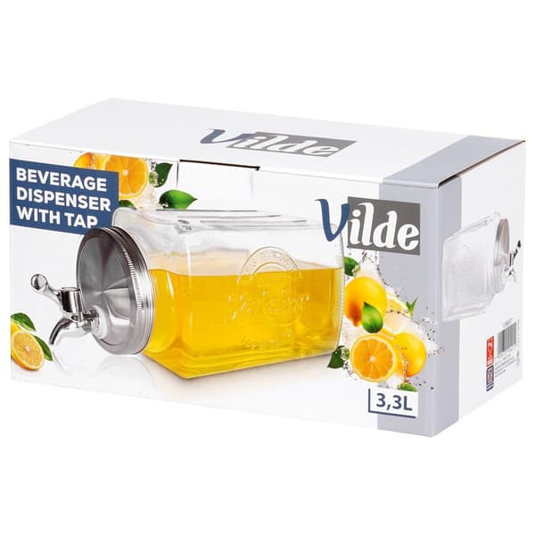 Glas drikkedispenser med hane, 3,3 l til køleskab
