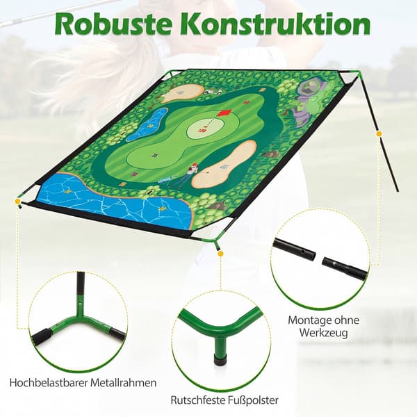 Golfchipset, 180x180 cm matta, 24 bollar, inomhus/utomhus