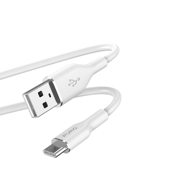 PURO ICON pehmeä kaapeli - kaapeli USB-A tai USB-C 1,5 m (valkoi