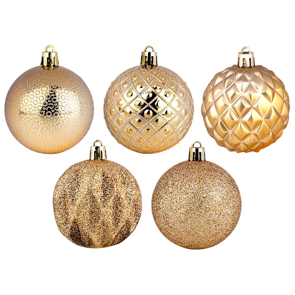 Sprængsikre julekugler guld 6 cm 35 stk.