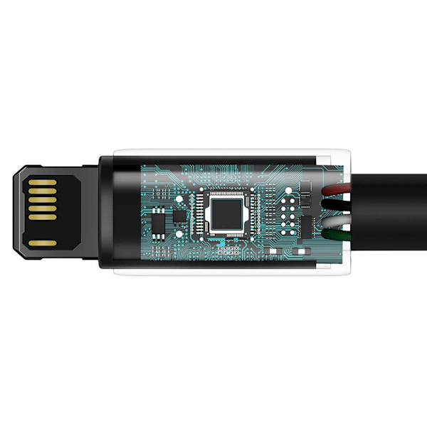 Stærkt flettet kabel USB Iphone Lightning 2,4 A 2 m sort