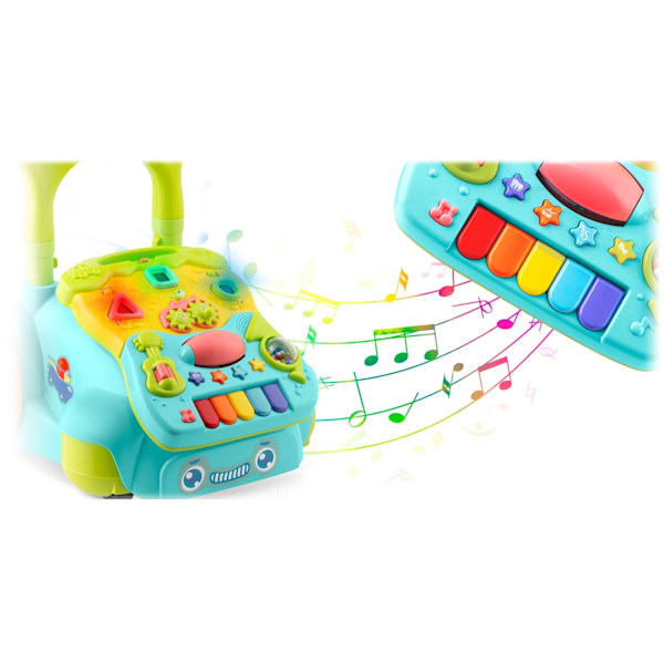 Ricokidsin turkoosi 2-in-1 Opi-kävele-vaunu musiikilla RK-744