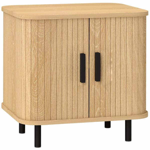 Natbord med skydedøre, stålben, eg