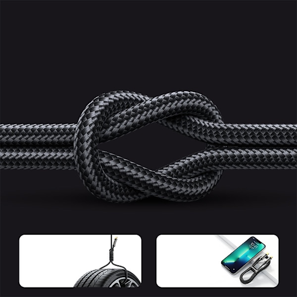 Flätad kabel för iPhone USB-C - Lightning PD 20W 1,2m svart