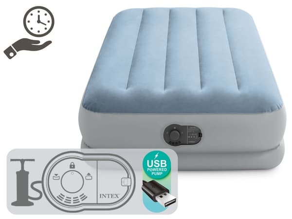 Enkel luftmadrass 191x99x36 cm med USB-pump