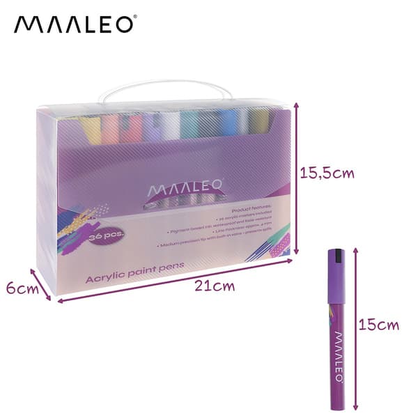 Akrylpennor - set med 36 Maaleo 25813