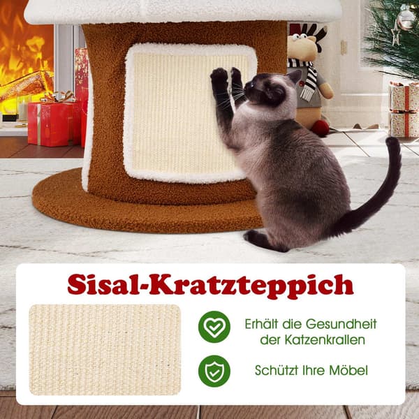 Julklappsträd med 4 mysiga grottor och sisalmatta
