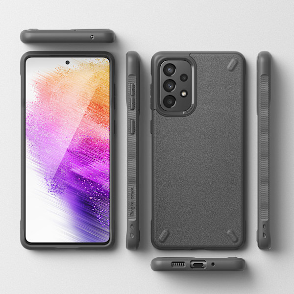 Kestävä ja joustava kotelo ja kansi Galaxy A73 Onyx harmaalle