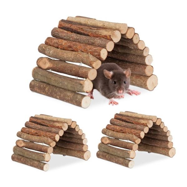 Set om 3 Rodent Bridge Wood 10 x 22 cm