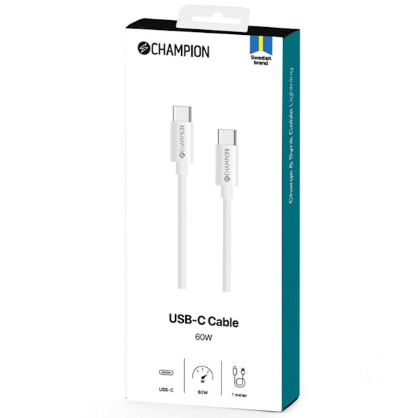 USB-C-kaapeli 60W 1m valkoinen