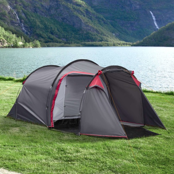 Teltta 2-3 Hengelle 190T Tunneliteltta Leirintäteltta Tapeilla Lasikuitu Polyesteri Harmaa 426 X 206 X 154 Cm