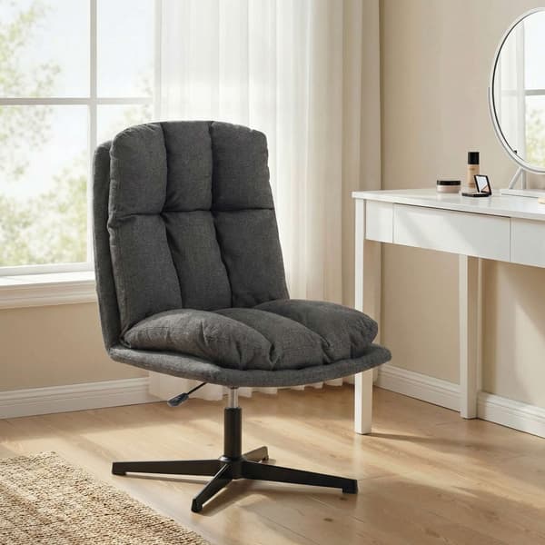 Justerbar drejestol, 62 cm sæde, mørkegrå