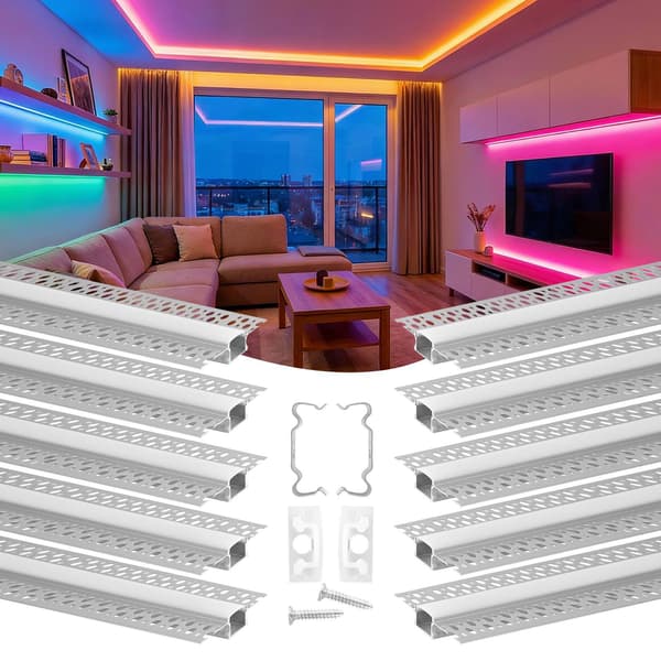 Gipsmonterad LED-remsa, 10-pack, 1,8 m, mjölkigt lock