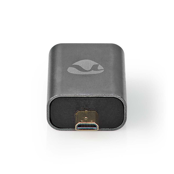 HDMI™ -sovitin | HDMI™ Micro / HDMI™ uros | HDMI naaras / HDMI™ Ulostulo | Kullattu | Suora | Alumiini | Gun Metal Harmaa | 1 kpl | Laatikko kannella