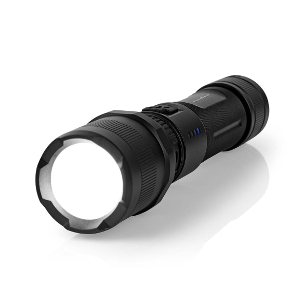 LED lygte | Batteri | 3.7 V DC | 10 W | Indbygget Lithium-Ion | Batterier medfølger | Opladningsbar | Nominel lysstrøm: 1000 lm | Lysområde: 110 m | S Sort