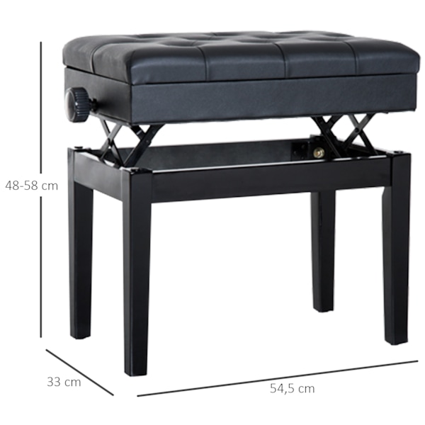 Klaverbænk Opbevaringsplads Makeup Skammel Højdejusterbar 54,5X33X48-58Cm