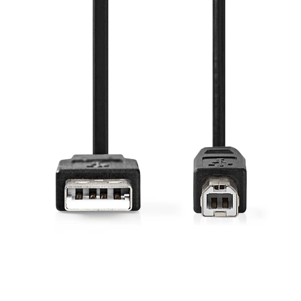 USB kaapeli | USB 3.2 Gen 1 | USB-A Uros | USB-B Uros | 5 Gbps | Niklattu | 2.00 m | Pyöreä | PVC | Musta | Label
