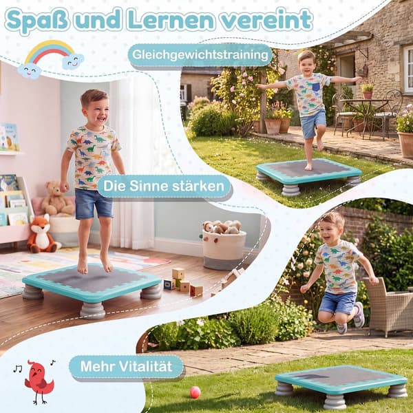Mini-studsmatta för barn, 65 cm med halkfria fotplattor, blå